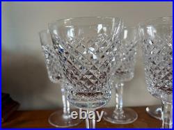 Waterford Alana Water Goblet Glasses Set of 7 Elegant Vintage Crystal Signed