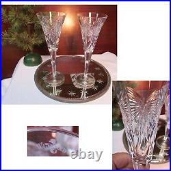 Waterford Champagne Flutes Millennium Series Set of Six Happiness Love