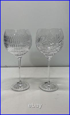 Waterford Clear Cut Crystal Rioga Balloon Wine Glass Set Of Six