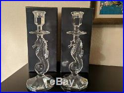 Waterford Crystal 11.5 Seahorse Taper Candlesticks Candle Holders Set 2 withboxes