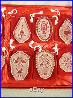 Waterford Crystal 12 Days Of Christmas Ornament Set -1978-1988 + 91 -Bags & Case