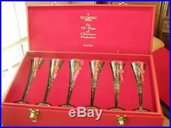 Waterford Crystal 12 Days Of Christmas Set Champagne Flutes Gift Chest