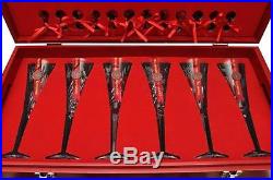 Waterford Crystal 12 Days of Christmas 8-Pc Flute Set & Charms in Chest Box Case