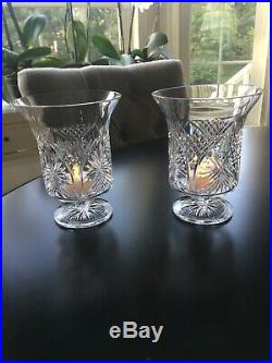 Waterford Crystal 6.25 FOOTED VASE / HURRICANE PILLAR CANDLE HOLDER Set