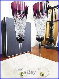 Waterford Crystal ALANA PRESTIGE Toasting Champagne Flutes Set / 2 VIOLET NEW