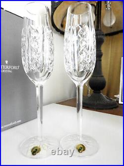 Waterford Crystal CHARLOTTE Champagne Flutes SET/2 MADE IN IRELAND NEW / BOX