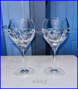 Waterford Crystal CLANNAD Wine Glass 7 1/8 Celtic Knot Ireland Made Set of 2