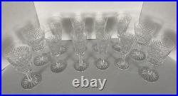 Waterford Crystal Cara 8 Champagne Flutes, 4 Water Goblets. Set of 12 Stemware