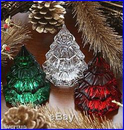 Waterford Crystal Christmas Trees Red Green Clear Set of 3 3 inch NIB