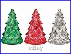 Waterford Crystal Christmas Trees Set of 3 Red Green & Clear 40034374 New In Box