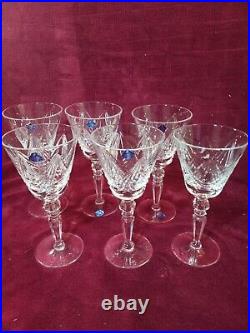 Waterford Crystal Fluted Wine Glasses 7 1/2 Set Of 6