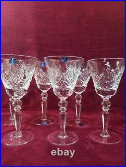 Waterford Crystal Fluted Wine Glasses 7 1/2 Set Of 6