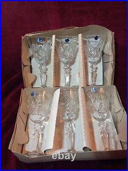 Waterford Crystal Fluted Wine Glasses 7 1/2 Set Of 6