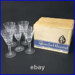 Waterford Crystal Glenmore Pattern Sherry Wine Glass Set of 5 in Original Box