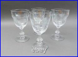 Waterford Crystal Great Room Chamomile Etched Floral Glasses Goblets Set Of 4