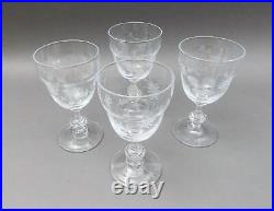 Waterford Crystal Great Room Chamomile Etched Floral Glasses Goblets Set Of 4