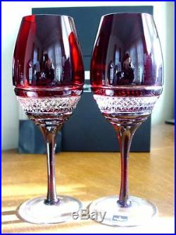 Waterford Crystal John Rocha Ruby Red VOYA White Wine Glasses Set/2 NEW / BOX