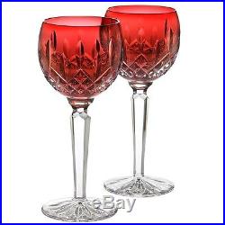 Waterford Crystal Lismore Crimson Hock Wine Glass Set Of 2