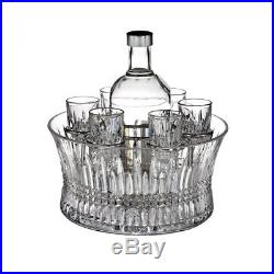 Waterford Crystal, Lismore Diamond Vodka Set in Chill Bowl with Silver Insert