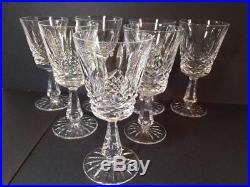 Waterford Crystal Lismore Etched Claret Wine Glasses-set Of Seven (7)