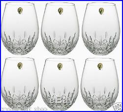 Waterford Crystal Lismore Nouveau Stemless Deep Red Wine SET OF 6 GLASSES
