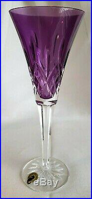 Waterford Crystal Lismore Set of 2 Amethyst Champagne Toasting Flutes 9 3/8