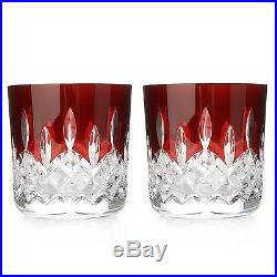 Waterford Crystal Lismore Set of Two DOF Red Diamond & Wedge Cut Glasses NEW