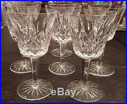 Waterford Crystal Lismore Vintage 6 White Wine Claret Glasses Goblets Set(8)