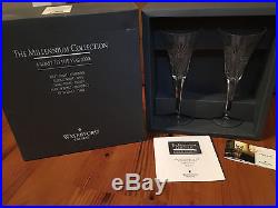 Waterford Crystal Millenium Collection Toasting Flutes Complete Set New in Boxes