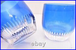 Waterford Crystal Mixology Argon Blue Dof Old Fashioned Tumblers Glasses Set 2