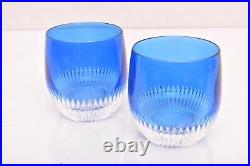 Waterford Crystal Mixology Argon Blue Dof Old Fashioned Tumblers Glasses Set 2