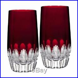 Waterford Crystal Mixology TALON RUBY RED SET/2 Highball Tumblers Pair NEW