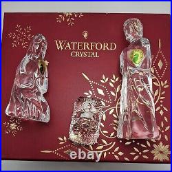 Waterford Crystal Nativity Holy Family 3 pc set Signed Baby Jesus, Mary, Joseph