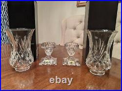 Waterford Crystal New Set of 2 Wexford Hurricane Candle Lamps withboxes