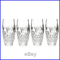Waterford Crystal Plaza Set of Four 12 oz Fan & Diamond Cut Highball Glasses NEW