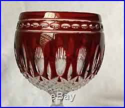 Waterford Crystal Ruby Red Cut To Clear Clarendon Wine Hocks Goblets Set Of 6