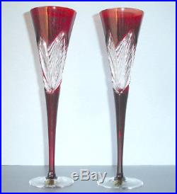 Waterford Crystal Ruby Red Times Square Flutes SET/2 Imagination 163688 $400 New