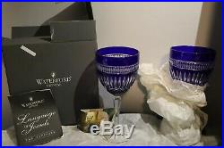 Waterford Crystal Sapphire Serenity Goblet Blue Wine Glass Classy Set Of 2