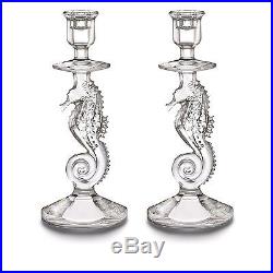 Waterford Crystal Seahorse Candlesticks Pair Set of Two 11.5 #158572 Brand New