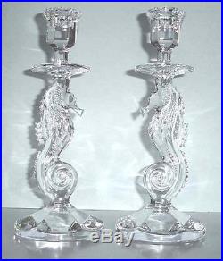 Waterford Crystal Seahorse Set of Two 11.5 Candlesticks NEW WITH BOXES