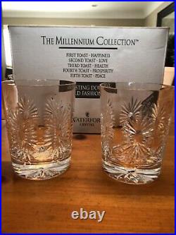 Waterford Crystal Set Of 2 Millennium Health Double Old FashionedNew With Box