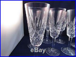Waterford Crystal Set Of 9 Lismore Champagne Flutes Glasses
