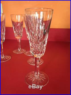 Waterford Crystal Set Of Six Flute Champagne Glasses Lismore Pattern