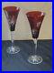 Waterford Crystal Set Of Two (2) Ruby Red Snowflake Wishes Wine Glasses