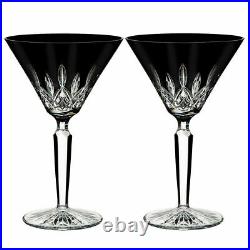Waterford Crystal Set of 2 Lismore Black Martini Glasses ORIG BOX PERFECT GIFT