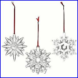 Waterford Crystal Set of 3 SnowFlake Ornaments! NIB