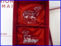 Waterford Crystal Sheep Lamb Pair Set Nativity Collection MINT With BOX