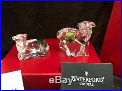 Waterford Crystal Sheep Lamb Pair Set Nativity Collection W2