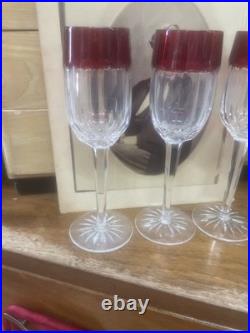 Waterford Crystal Simply Red Ruby Glass Cordials 2004 Set 4 Cordial 7 Glasses