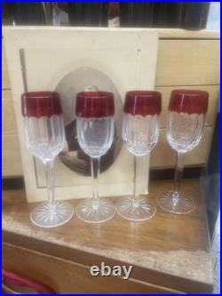 Waterford Crystal Simply Red Ruby Glass Cordials 2004 Set 4 Cordial 7 Glasses